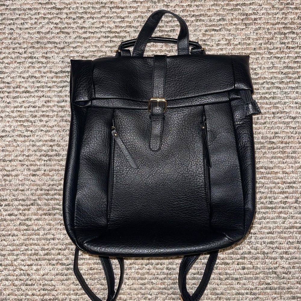 Black Leather Backpack